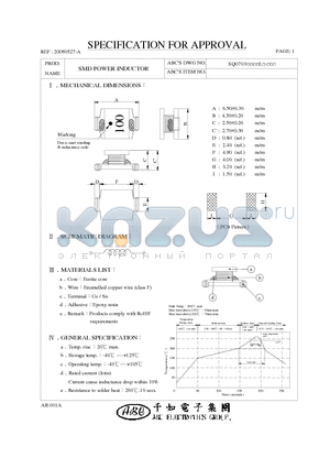 SQ0703390KL datasheet - SMD POWER INDUCTOR