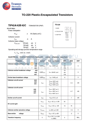 TIP42A datasheet - Plastic-Encapsulated Transistors