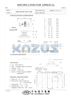 SQ0805150ML datasheet - SMD POWER INDUCTOR