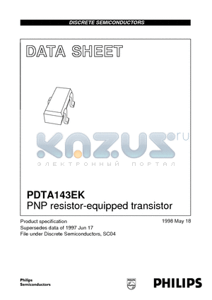 PDTA143 datasheet - PNP resistor-equipped transistor