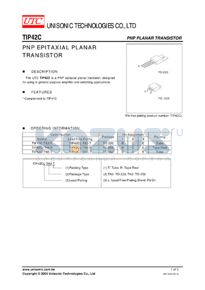 TIP42CL-TA3-T datasheet - PNP EPITAXIAL PLANAR TRANSISTOR