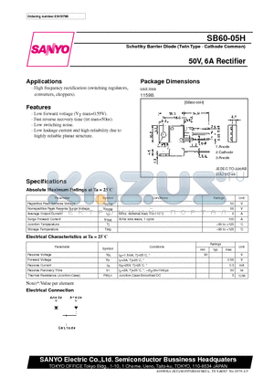 SB60-05H datasheet - 50V, 6A Rectifier