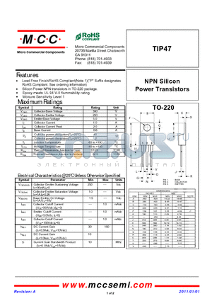 TIP47 datasheet - NPN Silicon Power Transistors
