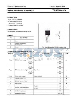 TIP47 datasheet - Silicon NPN Power Transistors