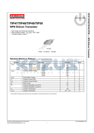 TIP47_08 datasheet - NPN Silicon Transistor