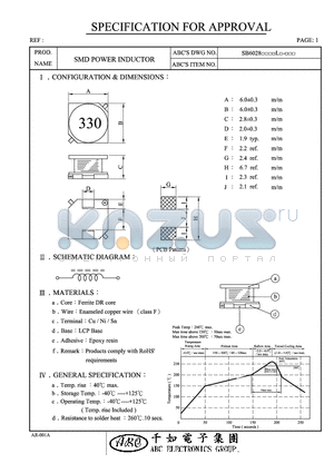 SB6028150ML datasheet - SMD POWER INDUCTOR