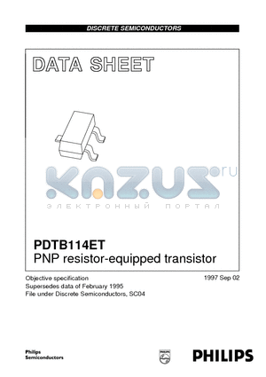 PDTB114ET datasheet - PNP resistor-equipped transistor