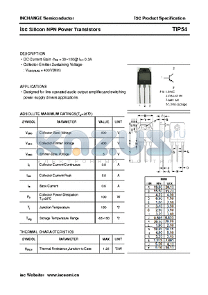 TIP54 datasheet - isc Silicon NPN Power Transistors