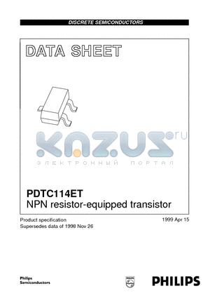 PDTC114ET datasheet - NPN resistor-equipped transistor
