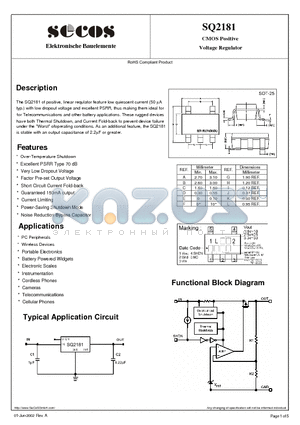 SQ2181 datasheet - CMOS Positive Voltage Regula tor