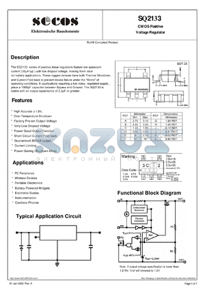SQ2133 datasheet - CMOS Positive Voltage Regula tor
