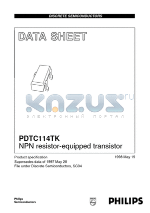 PDTC114TK datasheet - NPN resistor-equipped transistor