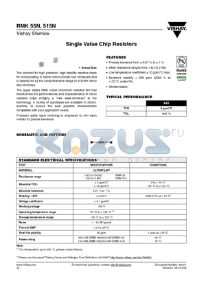 RMK515N10RD datasheet - Single Value Chip Resistors
