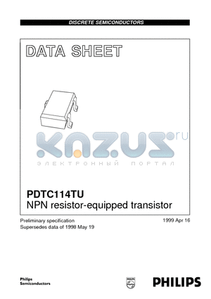 PDTC114TU datasheet - NPN resistor-equipped transistor