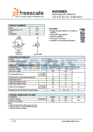 SQ2328ES datasheet - Automotive N-Channel 100 V (D-S) 175 `C MOSFET