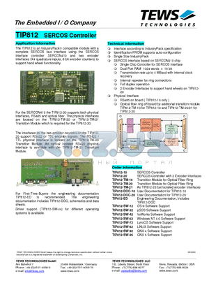 TIP812-10 datasheet - SERCOS Controller