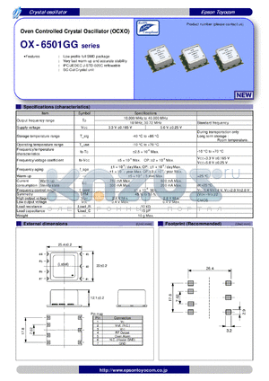 OX-6501GG datasheet - Oven Controlled Crystal Oscillator