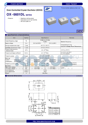 OX-6601DL datasheet - Oven Controlled Crystal Oscillator