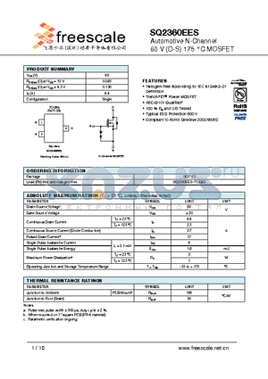 SQ2360EES datasheet - Automotive N-Channel 60 V (D-S) 175 `C MOSFET