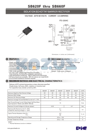 SB660F datasheet - ISOLATION SCHOTTKY BARRIER RECTIFIER