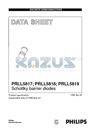 PRLL5819 datasheet - Schottky barrier diodes