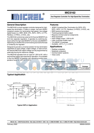 MIC5162YMM datasheet - Dual Regulator Controller For High-Speed Bus Termination