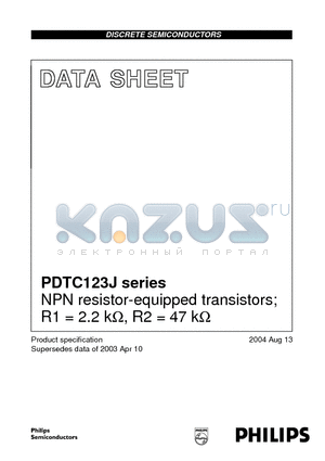 PDTC123JS datasheet - NPN resistor-equipped transistors; R1 = 2.2 kOHM, R2 = 47 kOHM