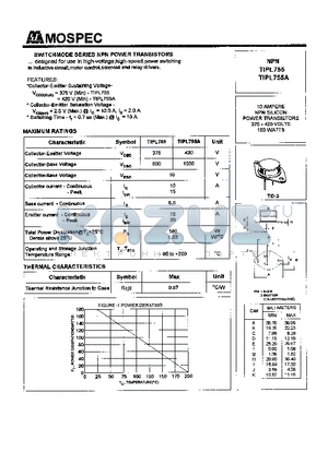 TIPL755 datasheet - POWER TRANSISTORS(10A,375-420V,180W)