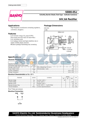 SB80-05 datasheet - 50V, 8A Rectifier