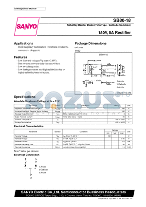 SB80-18 datasheet - 180V, 8A Rectifier