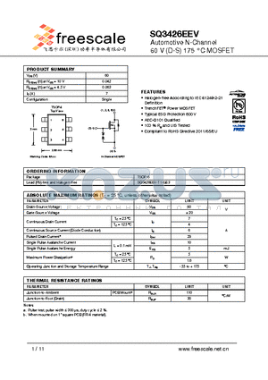 SQ3426EEV datasheet - Automotive N-Channel 60 V (D-S) 175 `C MOSFET