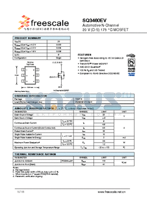 SQ3460EV datasheet - Automotive N-Channel Automotive N-Channel