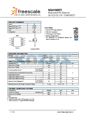 SQ4182EY datasheet - Automotive N-Channel 30 V (D-S) 175 `C MOSFET