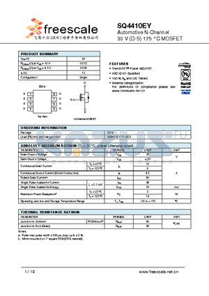 SQ4410EY datasheet - Automotive N-Channel 30 V (D-S) 175 `C MOSFET