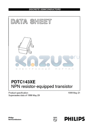 PDTC143XE datasheet - NPN resistor-equipped transistor