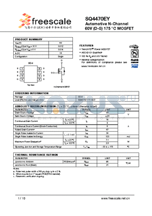 SQ4470EY datasheet - Automotive N-Channel 60V (D-S) 175 `C MOSFET