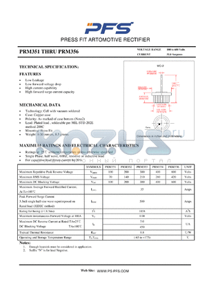 PRM356 datasheet - PRESS FIT ARTOMOTIVE RECTIFIER