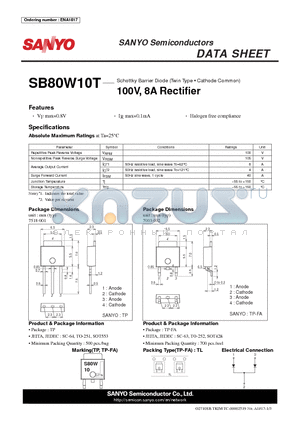 SB80W10T datasheet - 100V, 8A Rectifier