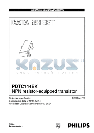 PDTC144 datasheet - NPN resistor-equipped transistor