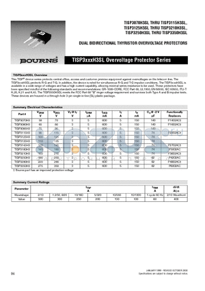 TISP3115H3 datasheet - DUAL BIDIRECTIONAL THYRISTOR OVERVOLTAGE PROTECTORS