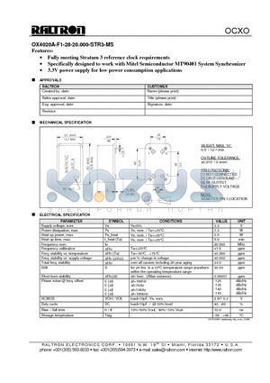 OX4020A-F1-28-20.000-STR3 datasheet - Fully meeting Stratum 3 reference clock requirements