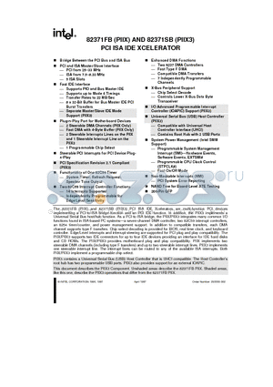 SB82371 datasheet - 82371FB (PIIX) AND 82371SB (PIIX3) PCI ISA IDE XCELERATOR