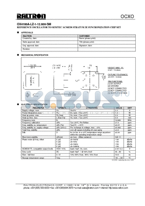 OX4180A-LZ-1-12.800-SM datasheet - REFERENCE OSCILLATOR TO SEMTEC ACS8530 STRATUM 3E SYNCRONIZATION CHIP SET