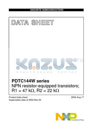 PDTC144WU datasheet - NPN resistor-equipped transistors; R1 = 47 kY, R2 = 22 kY