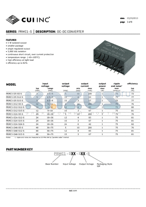 PRMC1-D48-S15-S datasheet - DC-DC CONVERTER