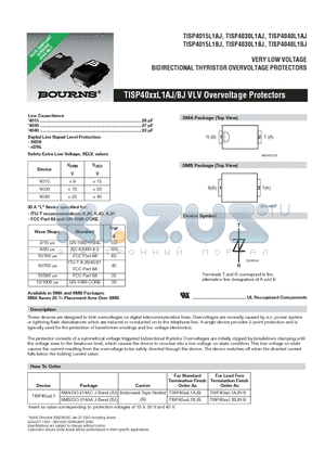 TISP4030L1AJR-S datasheet - VERY LOW VOLTAGE BIDIRECTIONAL THYRISTOR OVERVOLTAGE PROTECTORS