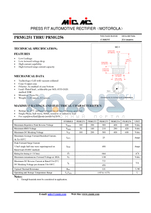 PRMG253 datasheet - PRESS FIT AUTOMOTIVE RECTIFIERMOTOROLA