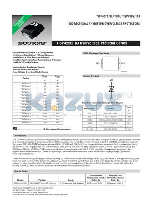 TISP4070J1 datasheet - BIDIRECTIONAL THYRISTOR OVERVOLTAGE PROTECTORS