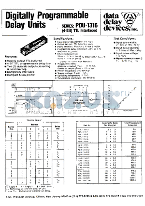 PDU-1316 datasheet - Digitally Programmable Delay Units