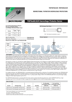 TISP4070L3LM-S datasheet - BIDIRECTIONAL THYRISTOR OVERVOLTAGE PROTECTORS